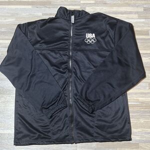 Vintage USA Olympic Committee Track Jacket Men's Size XL Black